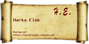 Harka Elek névjegykártya